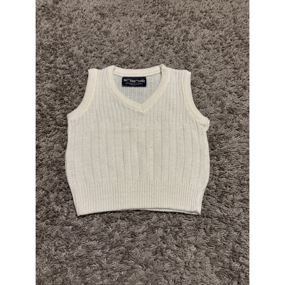Scoreboard Other - Vintage 80s Knit Sweater Vest White Vest Made In USA Small S